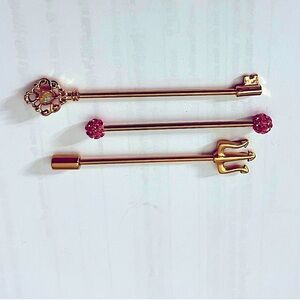 Three Assorted Industrial Barbells Body Jewelry